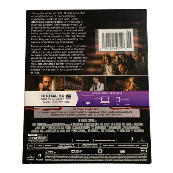 The Imitation Game Blu-ray + Digital HD 8 Academy Award Nom Drama Region 1 NEW - Picture 5 of 9
